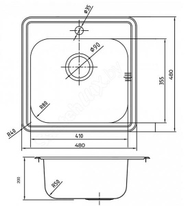 Кухонная мойка Stellar S94848D / S94848E, 48х48, декор