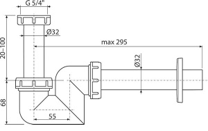 Сифон для умывальника и биде AlcaPlast A45F-DN32