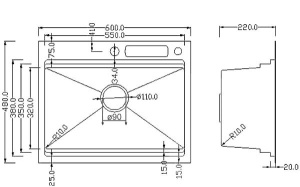 Кухонная мойка Roxen Stage 560250-60B PVD (оружейная сталь) с держателем для ножей, двумя коландерами, разделочной доской, дозатором и смесителем Shevanik S263T
