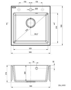 Кухонная мойка Deante Evora ZQJ 50х50