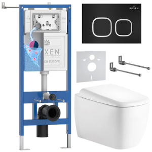 Комплект инсталляции 6 в 1 Roxen StounFix Dual Fresh 968515 с аромадозатором, черный матовый