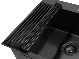 Кухонная мойка Arfeka Eco AR 45 Black / Black Decor / Black Decor Millet Grains роллер-мат и дозатор, 45х51, черный