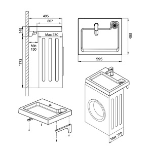 Умывальник Lesan LS/SWM-SK-60-50 / LS/SWM-SK-60-55 / LS/SWM-SK-60-60, 60х50