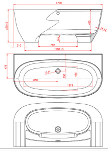 Ванна из искусственного камня Astra-form Атрия Solid пристеночная белая, 170х85
