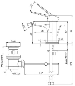 Смеситель для биде Remer Slash SL20XV