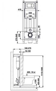 Комплект инсталляции Berges Atom Line 410 c кнопкой хром и унитазом Mascon Rimless Soft Close