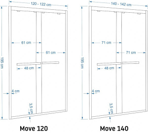 Душевая дверь Rea Move раздвижная, 120х195, прозрачный