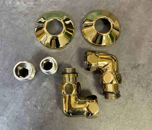 Комплект угловых американок Terminus 1"х3/4" Г/Ш со сгоном + отражатели золото