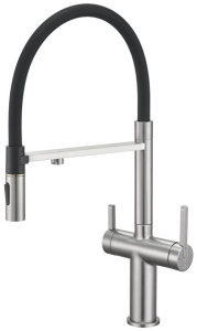 Кухонная мойка Roxen Uno 560210-54-S под столешницу (износостойкое покрытие) с ролл-матом, дозатором и смесителем Rose R458L