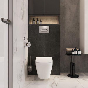 Комплект инсталляции Vitra Integra Square L-Box 9856B003-7207 c кнопкой смыва и подвесным унитазом, хром