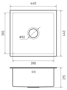 Кухонная мойка GranFest GF-4444 PVD графит