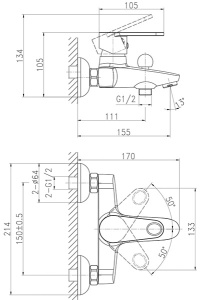 Смеситель для ванны Cersanit Cari 63026