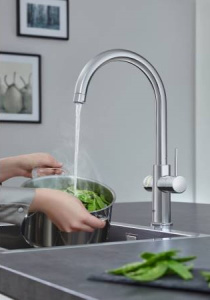Смеситель для кухонной мойки Grohe Red Duo 30079001 / 30079DC1 в комплекте с бойлером, хром