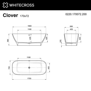 Ванна из искусственного камня Whitecross Clover белый матовый Solid Surface