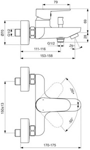 Смеситель для ванны Ideal Standard Cerafine O BC500AA