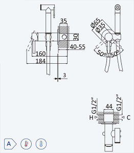 Смеситель встраиваемый Bruma Bidet 1078611CR Chrome с гигиеническим душем