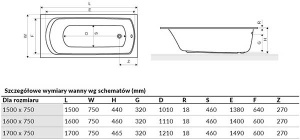 Акриловая ванна Excellent Lamia Slim, 150х75