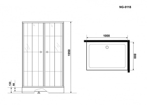 Душевой уголок Niagara Eco NG-0118-14 / NG-0120-14, 120х80, прозрачный с принтом