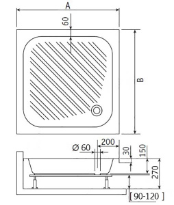 Душевой поддон RGW B/CL-S 80/90, 80х80