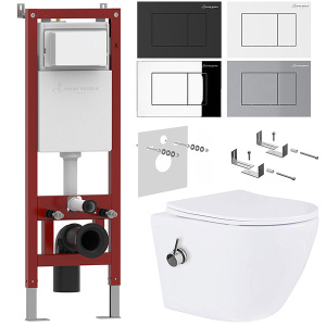 Комплект инсталляции Asten Readle Zentralmodul AR0501 с кнопкой и унитазом Roxen Antares Bidet 530185-01X с функцией биде, черный матовый