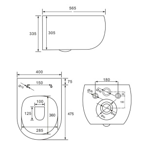 Комплект инсталляции Asten Readle Zentralmodul AR0501 с кнопкой и унитазом Roxen Titan 530230-02, сатин (хром матовый)