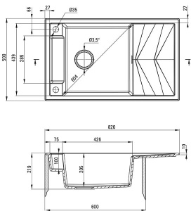 Кухонная мойка Deante Magnetic ZRM 82х50, 82х50, антрацит