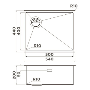 Кухонная мойка Omoikiri Taki 54-U/IF-L-IN Side SF