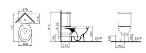 Напольный угловой унитаз Vitra Arkitekt 9754B003-7201