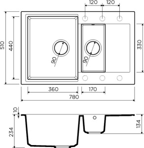 Кухонная мойка Omoikiri Daisen 78-2, 78х51, leningrad grey