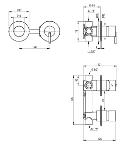 Смеситель встраиваемый Deante Silia Steel BQS F46P (2 функции)