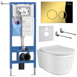 Комплект инсталляции 6 в 1 Roxen StounFix Dual Fresh 979013 с аромадозатором, золото глянцевое