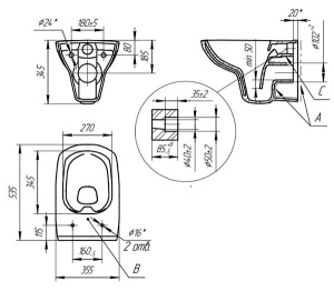 Комплект инсталляции Cersanit Carina XL CO DPL EO / 64119
