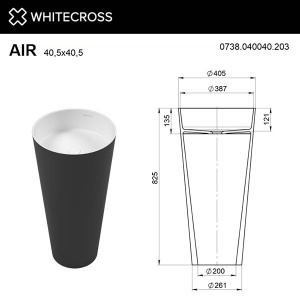 Умывальник Whitecross Air черный / белый матовый Solid Surface