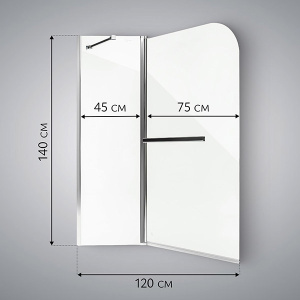 Душевая шторка на ванну SANITeco SN-21-140, 120х140, прозрачный