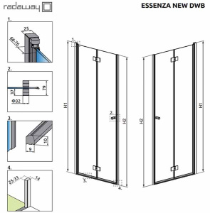 Душевая дверь Radaway Essenza New DWB, 100х200, прозрачный