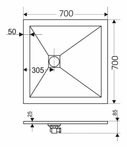 Душевой поддон RGW Stone Tray ST-G серый квадратный, 75х75