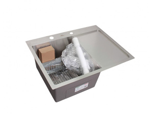 Кухонная мойка Wisent WS-36550-L-114 / WS-36550-R-114 с коландером и дозатором, 65х50 L, сатин