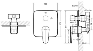 Смеситель скрытого монтажа Bravat Sourse PB8173218CP-3-ENG (3 функции)