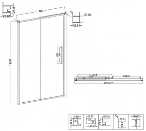 Душевая дверь Niagara Nova NG-34-L9CHGR / NG-34-L10CHGR / NG-34-L11CHGR / NG-34-L12CHGR / NG-34-L13CHGR, 90х195, шиншилла