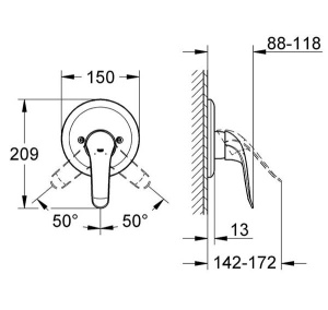 Смеситель встраиваемый Grohe Euroeco Special 32784000 (1 функция)
