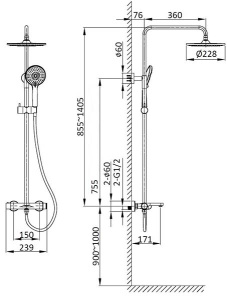 Душевая стойка Vincea Rondo VSFS-1R1BG