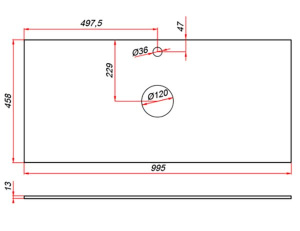Столешница ЗОВ компакт-плита 13 Белая CKP13W995458C2 (2 выреза)