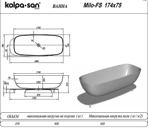 Ванна из искусственного камня Kolpa-san Milo FS Black