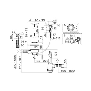 Сифон для мойки Omoikiri WK-1-R-A-IN