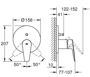 Смеситель встраиваемый Grohe BauEdge 24162001 (2 функции)