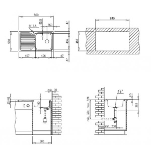 Кухонная мойка TEKA CLASSICO 1C 1E MTX 10119057 / 10119056, 86х50, микротекстура