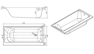 Акриловая ванна Cersanit Smart, 170x80