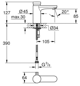 Смеситель для умывальника Grohe Eurosmart Cosmopolitan T 36317000
