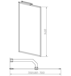 Душевая шторка на ванну Vincea VSB-41700FLB, 70х140, прозрачный рифленый