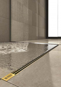 Душевой трап Berges Wasserhaus Super Slim золотой глянцевый вертикальный выпуск, 70 см